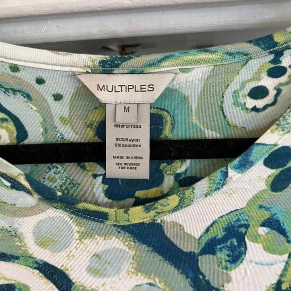 Multiples multicolor paisley print top blouse drawstring front tie waist size M - Picture 5 of 7